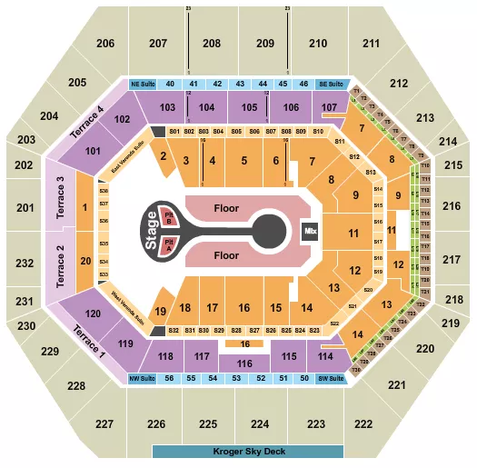seating chart for Gainbridge Fieldhouse - Benson Boone - eventticketscenter.com