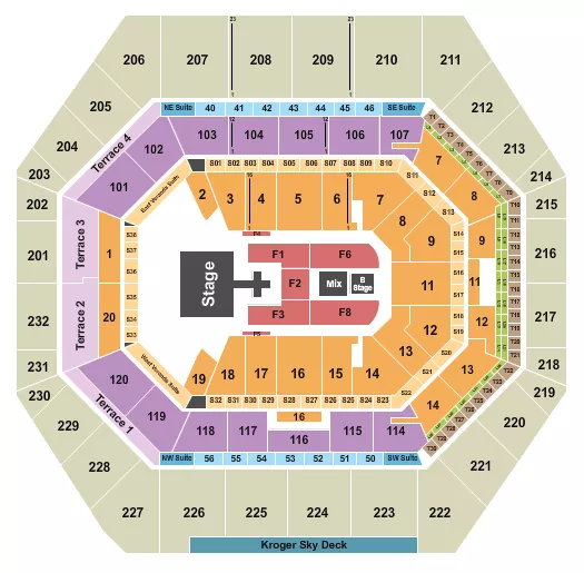 seating chart for Gainbridge Fieldhouse - Def Leppard - eventticketscenter.com