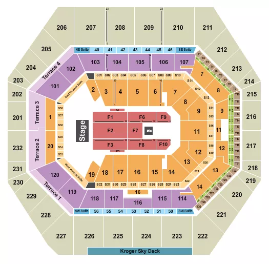 seating chart for Gainbridge Fieldhouse - Endstage 10 - eventticketscenter.com