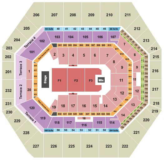 seating chart for Gainbridge Fieldhouse - Endstage 4 - eventticketscenter.com