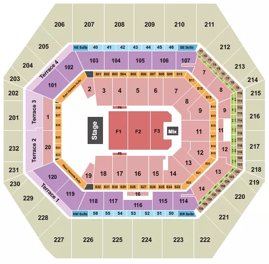 seating chart for Gainbridge Fieldhouse - Endstage 6 - eventticketscenter.com