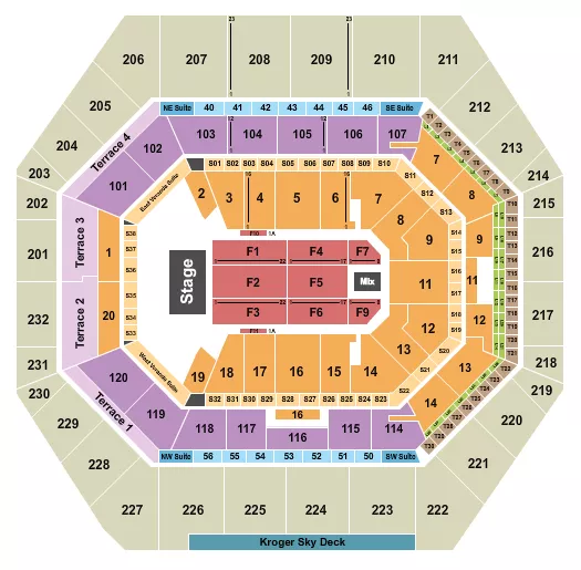 seating chart for Gainbridge Fieldhouse - Endstage 8 - eventticketscenter.com