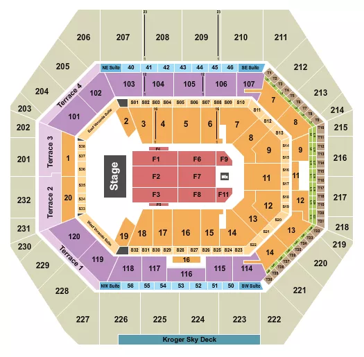 seating chart for Gainbridge Fieldhouse - Endstage 9 - eventticketscenter.com