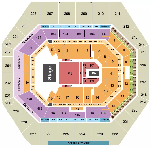 seating chart for Gainbridge Fieldhouse - Endstage GA Pit 2 - eventticketscenter.com