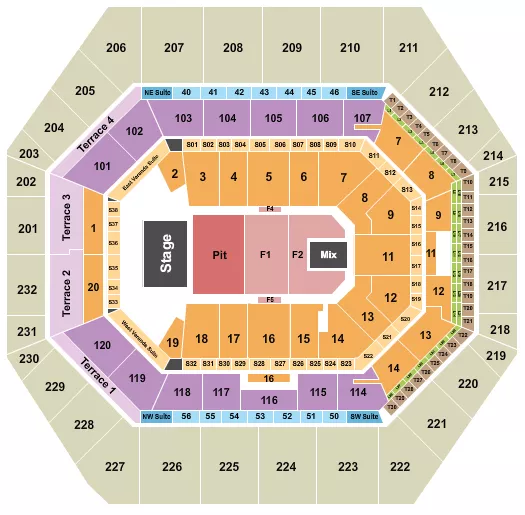 seating chart for Gainbridge Fieldhouse - Endstage GA Pit - eventticketscenter.com