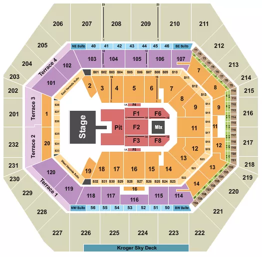 seating chart for Gainbridge Fieldhouse - Endstage GA Pit w/ Catwalk - eventticketscenter.com