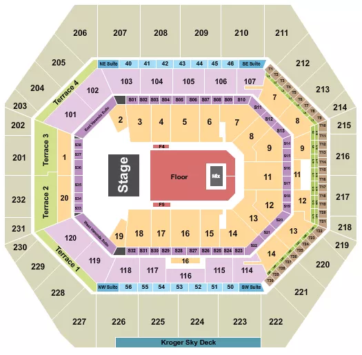 seating chart for Gainbridge Fieldhouse - Endstage GA Floor 2 - eventticketscenter.com