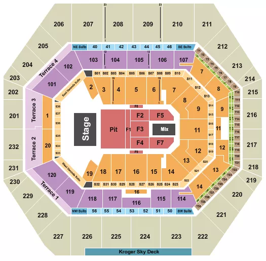 seating chart for Gainbridge Fieldhouse - Johnny Blue Skies - eventticketscenter.com