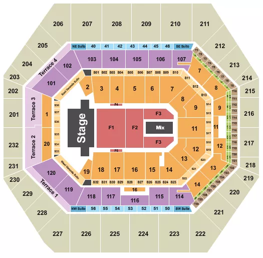 seating chart for Gainbridge Fieldhouse - TSO 2024 - eventticketscenter.com