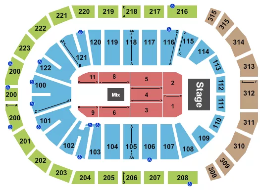 seating chart for Gas South Arena - Third Day - eventticketscenter.com