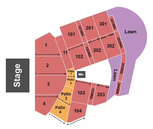seating chart for Gatton Park - Endstage - eventticketscenter.com