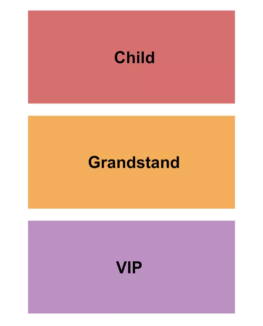 Child/Grandstands/VIP Seating Chart at Clay County Agricultural Fair. The chart shows the main floor/stage with seating options surrounding it, which are color coded