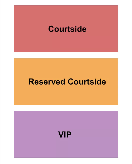 Courtside/RSVD/VIP Seating Chart at Randall's Island Park. The chart shows the main floor/stage with seating options surrounding it, which are color coded