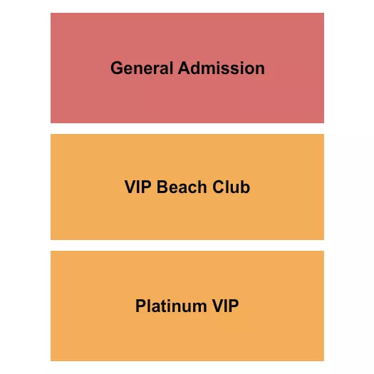 Festival Seating Chart at Miami Marine Stadium At Virginia Key Beach Park. The chart shows the main floor/stage with seating options surrounding it, which are color coded