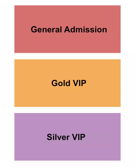 GA/Gold/Silver VIPs Seating Chart at Bluebird Theater. The chart shows the main floor/stage with seating options surrounding it, which are color coded