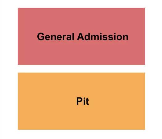 GA/Pit Seating Chart at Joe's Bar On Weed St.. The chart shows the main floor/stage with seating options surrounding it, which are color coded