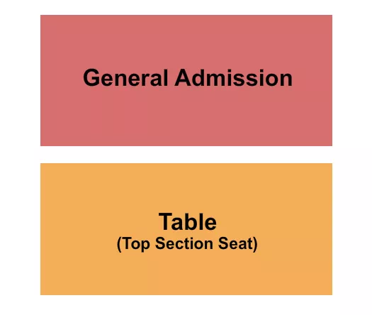 GA/Table Seating Chart at The Music Room At Smith's Olde Bar. The chart shows the main floor/stage with seating options surrounding it, which are color coded
