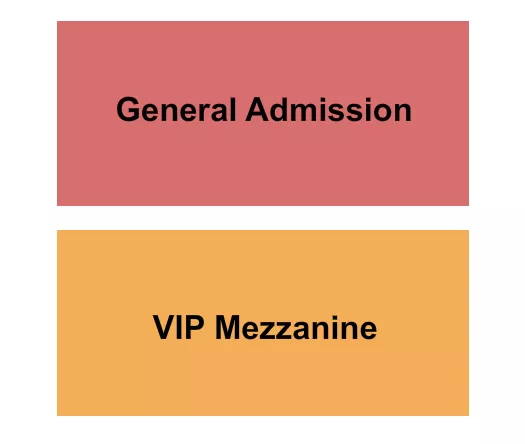 GA/VIP Mezz Seating Chart at The Power Plant Live. The chart shows the main floor/stage with seating options surrounding it, which are color coded