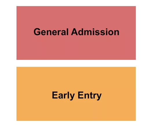 GA & Early Entry Seating Chart at The Mil At Cannery Hall. The chart shows the main floor/stage with seating options surrounding it, which are color coded