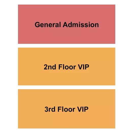 GA & VIP 2 & 3 Seating Chart at Terminal 5. The chart shows the main floor/stage with seating options surrounding it, which are color coded