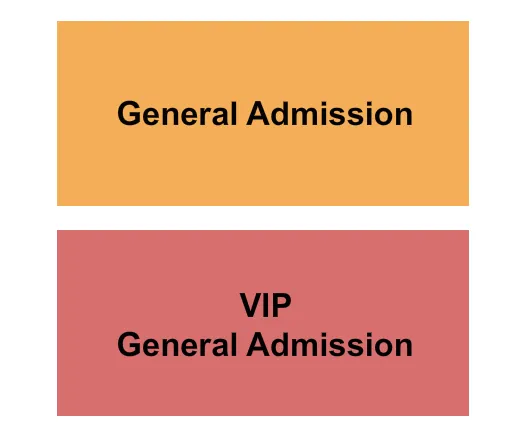 GA & VIP Seating Chart at Miami Marine Stadium At Virginia Key Beach Park. The chart shows the main floor/stage with seating options surrounding it, which are color coded