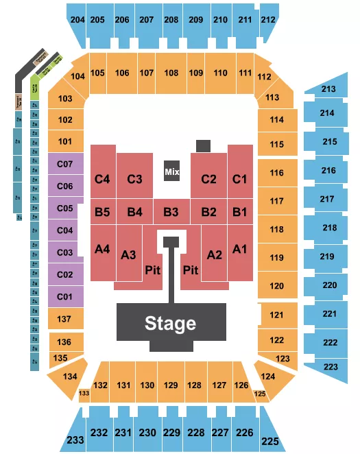 Stadium Seating Map, Nashville Live Music Venues