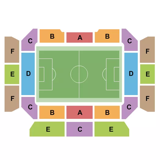 LA28 - Football Seating Chart at Geodis Park. The chart shows the main floor/stage with seating options surrounding it, which are color coded
