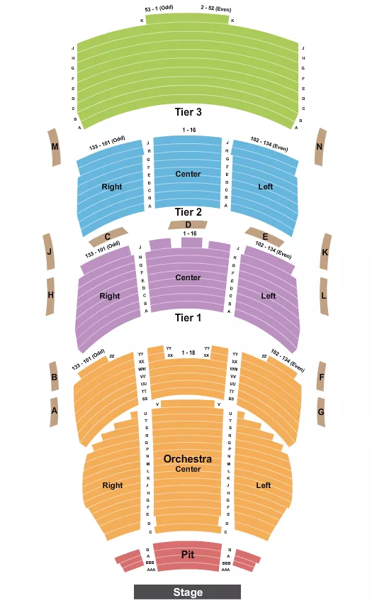 seating chart for George S. and Dolores Dore Eccles Theater - Endstage Pit - eventticketscenter.com