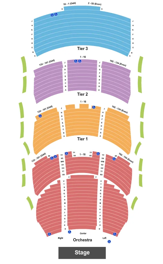 seating chart for George S. and Dolores Dore Eccles Theater - Endstage 2 - eventticketscenter.com