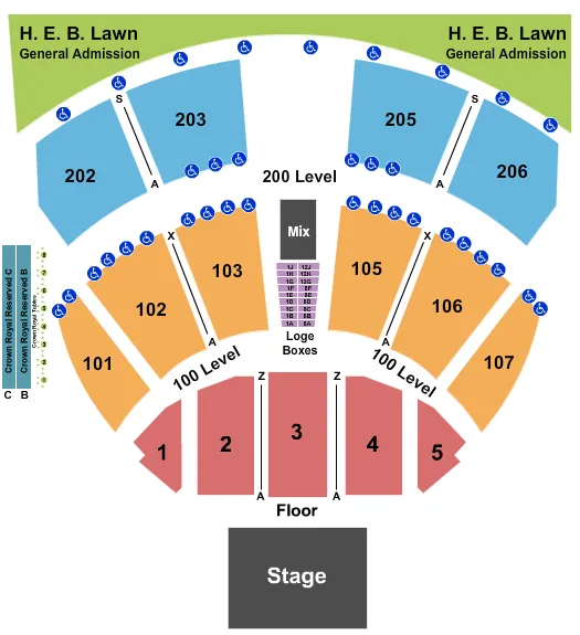 seating chart for Germania Insurance Amphitheater - End Stage 2 - eventticketscenter.com