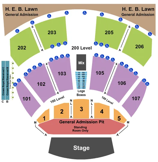 seating chart for Germania Insurance Amphitheater - End Stage Full Pit - eventticketscenter.com