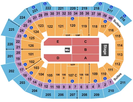seating chart for Giant Center - Endstage Flr A-E - eventticketscenter.com