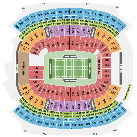 seating chart for Gillette Stadium - Football NO VFS - eventticketscenter.com