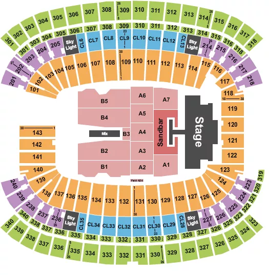 seating chart for Gillette Stadium - Kenny Chesney 1 - eventticketscenter.com
