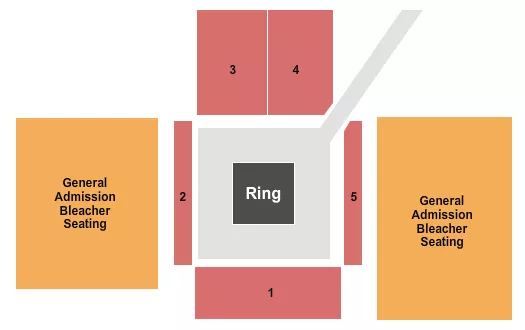 Boxing Seating Chart at Glass City Center. The chart shows the main floor/stage with seating options surrounding it, which are color coded