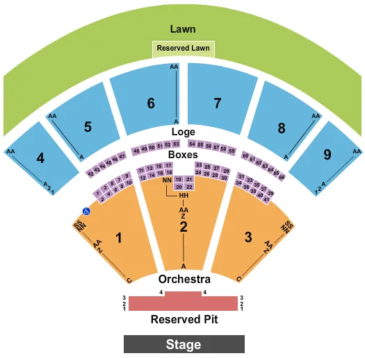 seating chart for Glen Helen Amphitheater - End Stage - eventticketscenter.com
