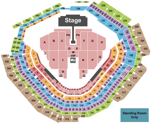 seating chart for Globe Life Field - Green Day - eventticketscenter.com