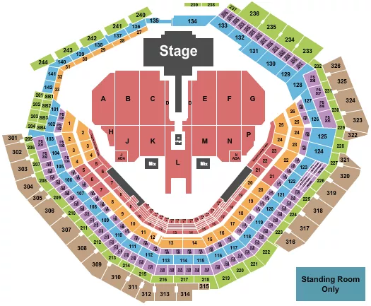 seating chart for Globe Life Field - Shakira - eventticketscenter.com