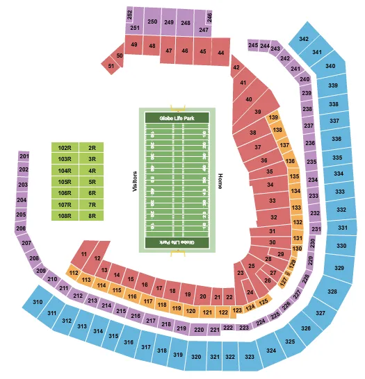 seating chart for Choctaw Stadium - Football - eventticketscenter.com