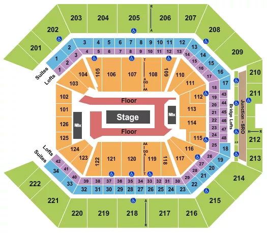 seating chart for Golden 1 Center - Center Stage GA Floor - eventticketscenter.com