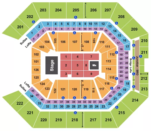seating chart for Golden 1 Center - Endstage 2 - eventticketscenter.com
