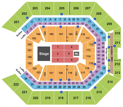 seating chart for Golden 1 Center - Endstage 3 - eventticketscenter.com