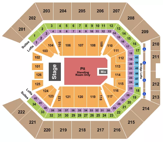seating chart for Golden 1 Center - Endstage Pit Floor - eventticketscenter.com