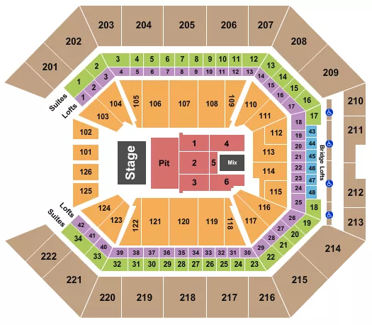 seating chart for Golden 1 Center - Endstage Pit - eventticketscenter.com