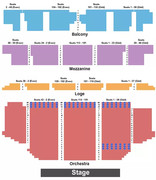 seating chart for Golden Gate Theatre - Endstage - eventticketscenter.com