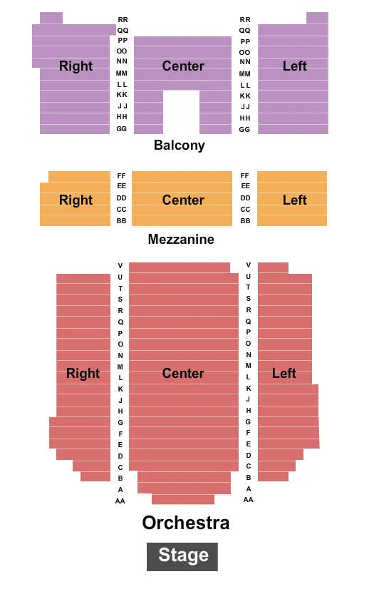 seating chart for Golden State Theatre - Endstage 2 - eventticketscenter.com