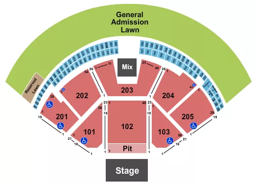 seating chart for Gorge Amphitheatre - End Stage Pit - eventticketscenter.com