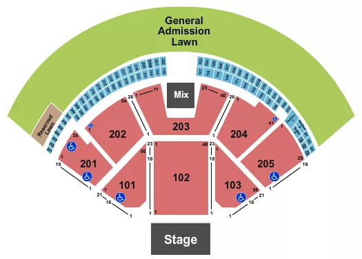 seating chart for Gorge Amphitheatre - End Stage - eventticketscenter.com