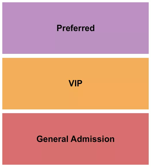 GA/VIP/Preferred Seating Chart at Governor's Square. The chart shows the main floor/stage with seating options surrounding it, which are color coded
