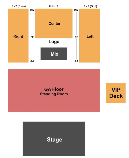 seating chart for Gramercy Theatre - GA Floor - Rsvd Loge - eventticketscenter.com
